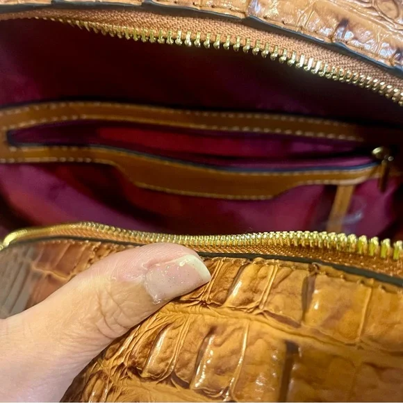 American Bee Preppy Vegan Leather Croc Backpack & Wallet Set in Brown. NWT - Picture 4 of 14